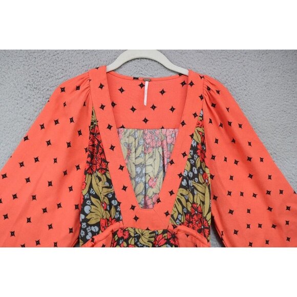 Free People 3/4 Wide SleeveTilla Mini Babydoll Dress-Size XS-BOHO - Picture 5 of 11